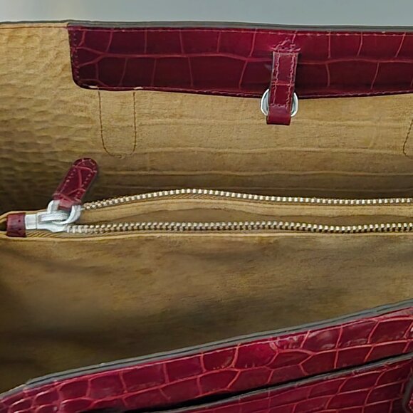 Lauren Ralph Lauren Marcy Large Croc-Embossed Leather Satchel - Picture 3 of 4